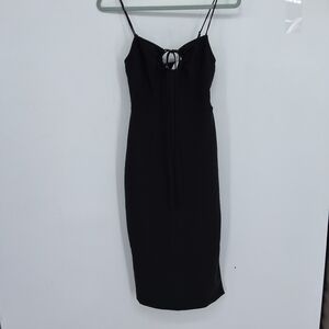 Abercrombie & Fitch Black Midi Dress with Tie Detail